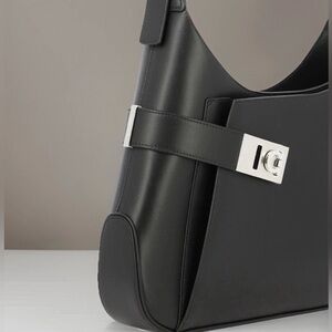 Salvatore Ferragamo Leather Side Hug Clasp Strap Boss Studio Shoulder Bag